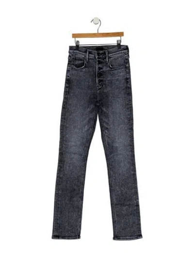 Pre-owned Mother Mid-rise Straight Leg Jeans In Gray