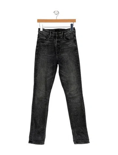 Pre-owned Mother Mid-rise Straight Leg Jeans In Gray