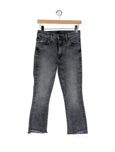 Pre-owned Mother Mid-rise Straight Leg Jeans In Gray