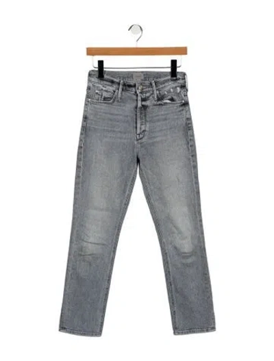Pre-owned Mother Mid-rise Straight Leg Jeans In Gray