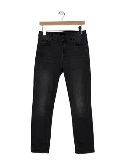 Pre-owned Mother Mid-rise Straight Leg Jeans In Gray