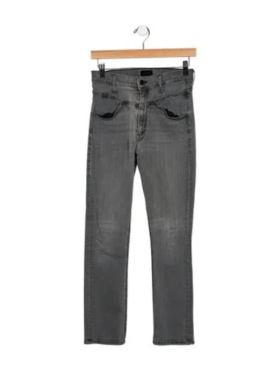 Pre-owned Mother Mid-rise Straight Leg Jeans In Gray