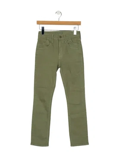 Pre-owned Mother Mid-rise Straight Leg Jeans In Green