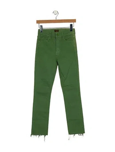 Pre-owned Mother Mid-rise Straight Leg Jeans In Green