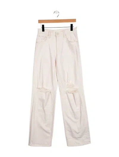 Pre-owned Mother Mid-rise Straight Leg Jeans In Neutral