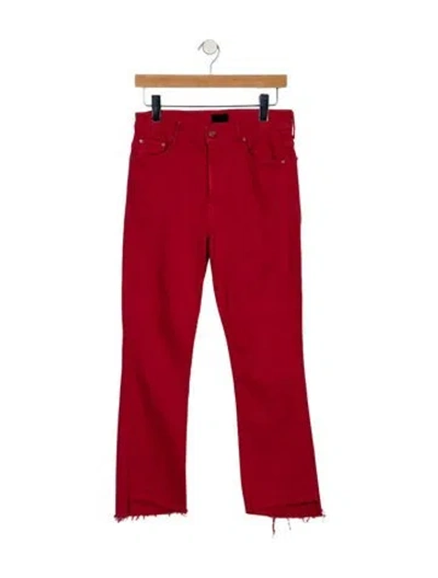 Pre-owned Mother Mid-rise Straight Leg Jeans In Red