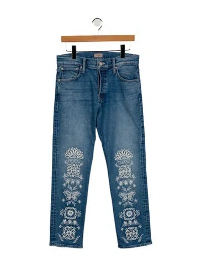 Pre-owned Mother Mid-rise Straight Leg Jeans W/ Tags In Blue