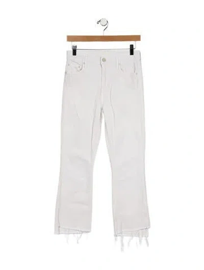Pre-owned Mother Mid-rise Straight Leg Jeans In White