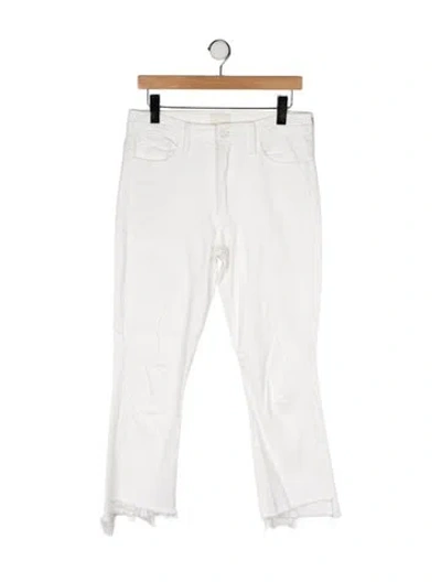 Pre-owned Mother Mid-rise Straight Leg Jeans In White