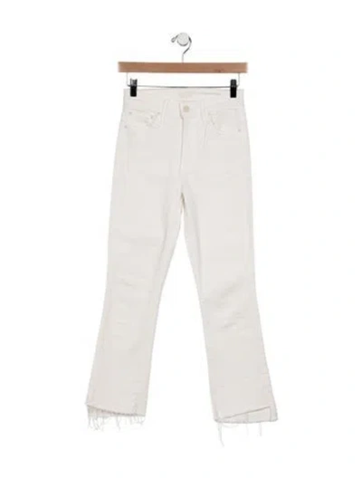 Pre-owned Mother Mid-rise Straight Leg Jeans In White