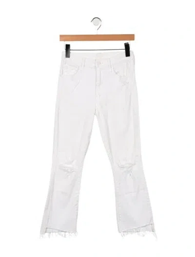 Pre-owned Mother Mid-rise Straight Leg Jeans In White