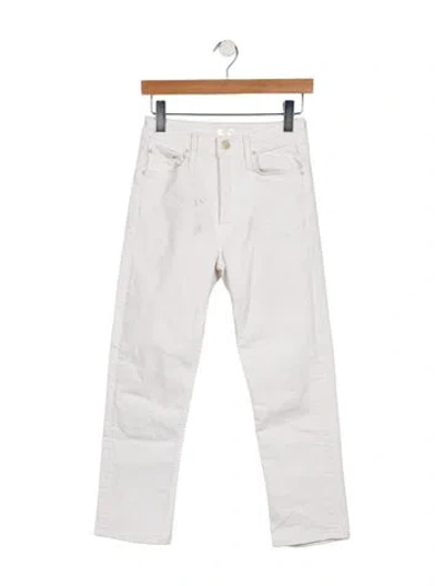 Pre-owned Mother Mid-rise Straight Leg Jeans In White