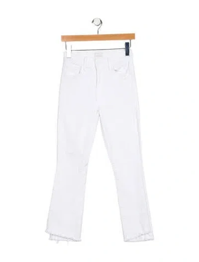 Pre-owned Mother Mid-rise Straight Leg Jeans In White
