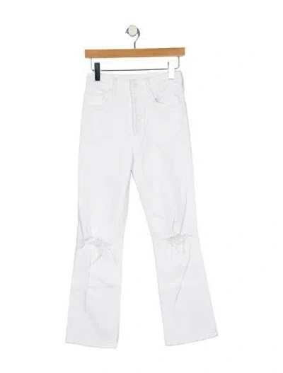 Pre-owned Mother Mid-rise Straight Leg Jeans In White