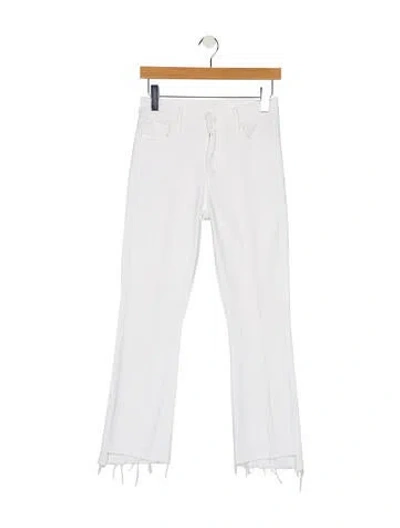 Pre-owned Mother Mid-rise Straight Leg Jeans In White