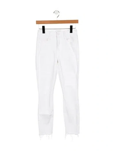 Pre-owned Mother Mid-rise Straight Leg Jeans In White