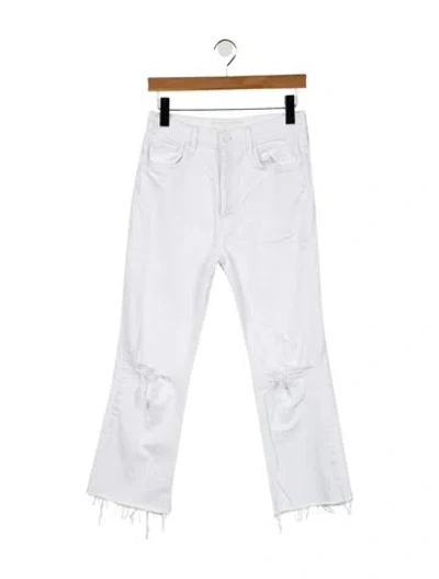 Pre-owned Mother Mid-rise Straight Leg Jeans In White