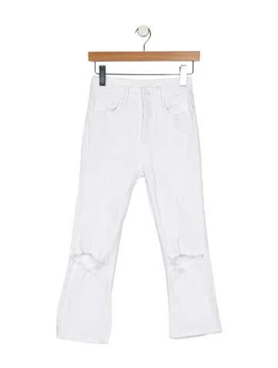 Pre-owned Mother Mid-rise Straight Leg Jeans In White