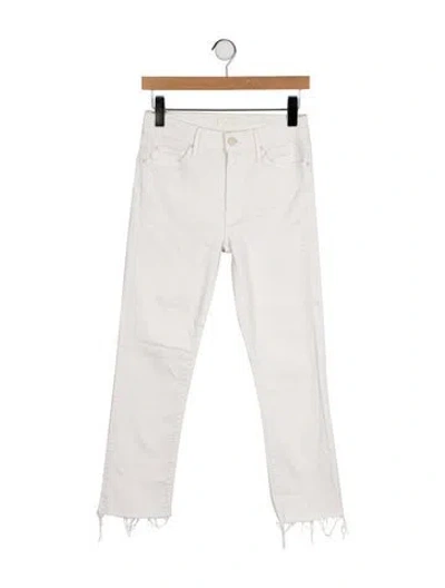 Pre-owned Mother Mid-rise Straight Leg Jeans In White