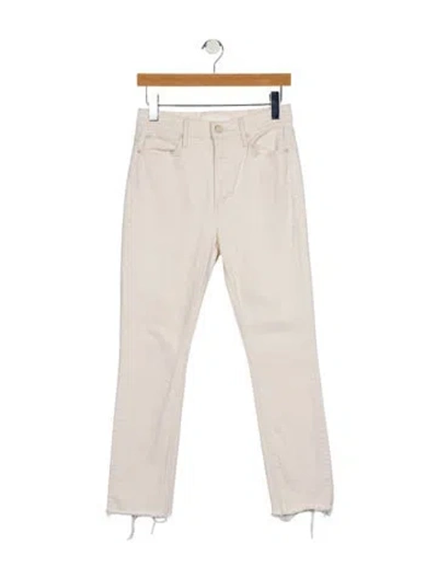 Pre-owned Mother Mid-rise Straight Leg Jeans In White