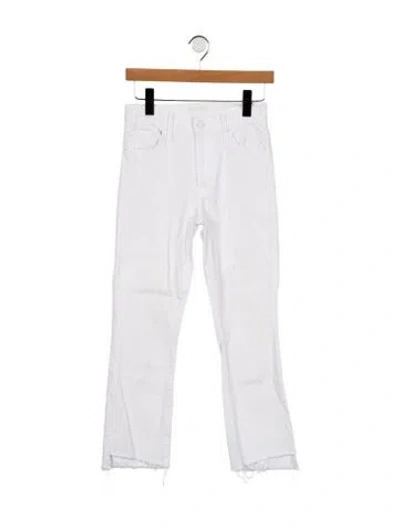 Pre-owned Mother Mid-rise Straight Leg Jeans In White