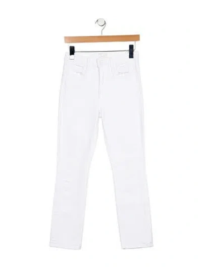 Pre-owned Mother Mid-rise Straight Leg Jeans In White