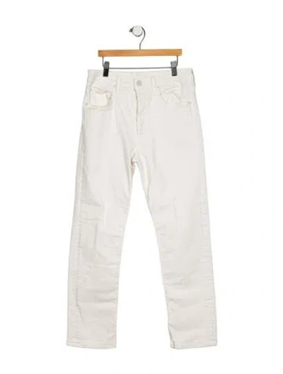 Pre-owned Mother Mid-rise Straight Leg Jeans In White