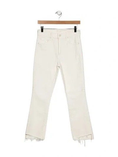 Pre-owned Mother Mid-rise Straight Leg Jeans In White