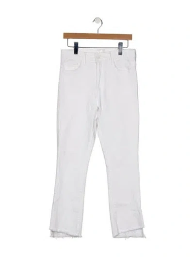 Pre-owned Mother Mid-rise Straight Leg Jeans In White