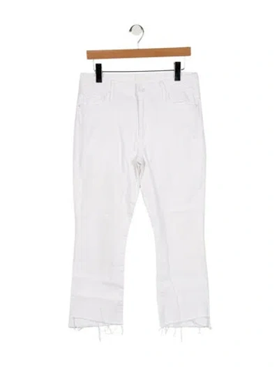Pre-owned Mother Mid-rise Straight Leg Jeans In White