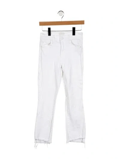 Pre-owned Mother Mid-rise Straight Leg Jeans In White
