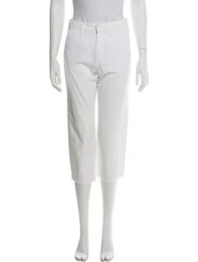 Pre-owned Mother Mid-rise Straight Leg Jeans In White