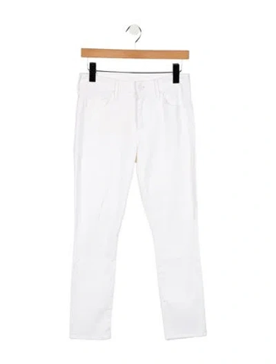 Pre-owned Mother Mid-rise Straight Leg Jeans In White