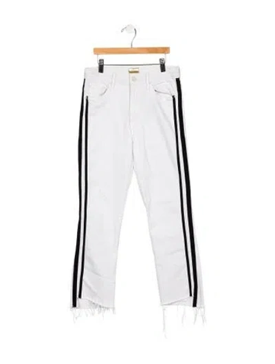 Pre-owned Mother Mid-rise Straight Leg Jeans In White
