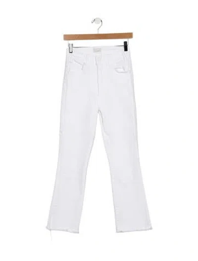 Pre-owned Mother Mid-rise Straight Leg Jeans In White
