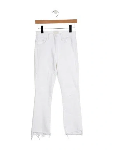 Pre-owned Mother Mid-rise Straight Leg Jeans In White
