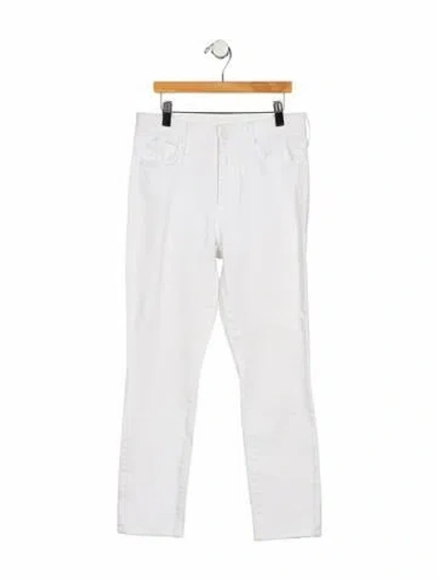 Pre-owned Mother Mid-rise Straight Leg Jeans In White