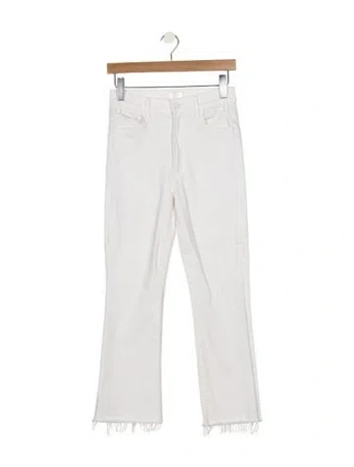 Pre-owned Mother Mid-rise Straight Leg Jeans In White