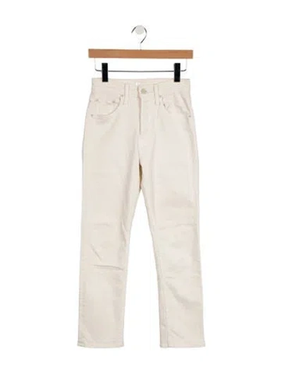 Pre-owned Mother Mid-rise Straight Leg Jeans In White