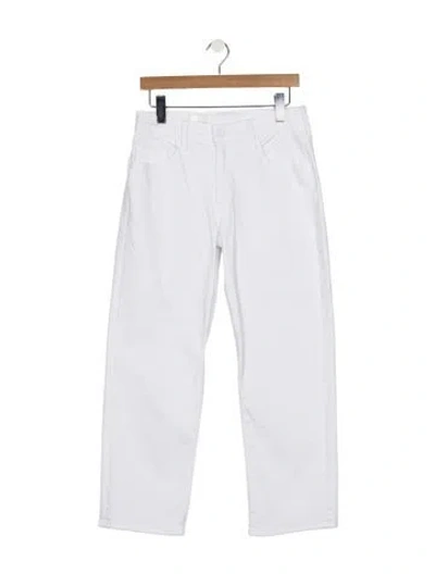 Pre-owned Mother Mid-rise Straight Leg Jeans In White