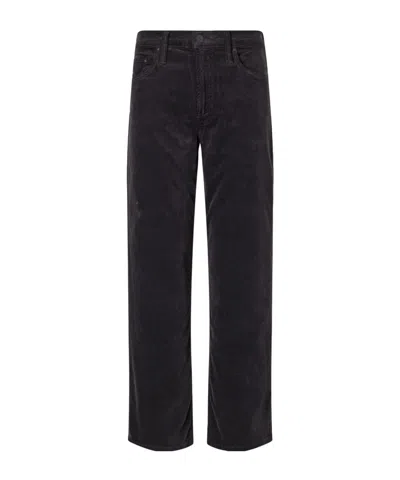Mother The Newbie Ankle Cotton-blend Corduroy Mid-waist Straight-leg Pants In Black
