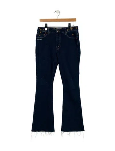 Pre-owned Mother Mid-rise Wide Leg Jeans In Blue