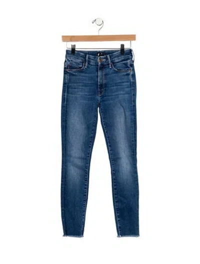 Pre-owned Mother Mid-rise Wide Leg Jeans In Blue
