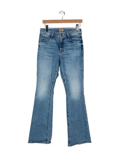 Pre-owned Mother Mid-rise Wide Leg Jeans In Blue