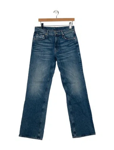 Pre-owned Mother Mid-rise Wide Leg Jeans In Blue