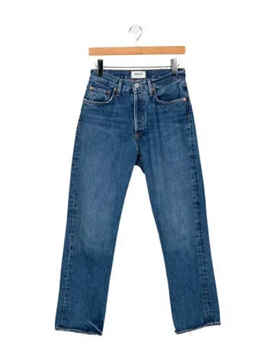 Pre-owned Mother Mid-rise Wide Leg Jeans In Blue