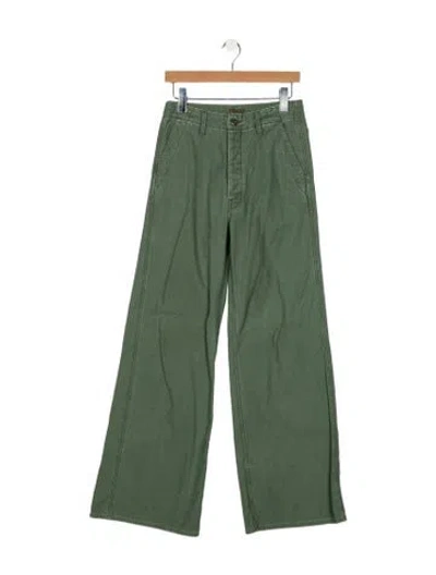 Pre-owned Mother Mid-rise Wide Leg Jeans In Green