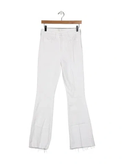Pre-owned Mother Mid-rise Wide Leg Jeans In White
