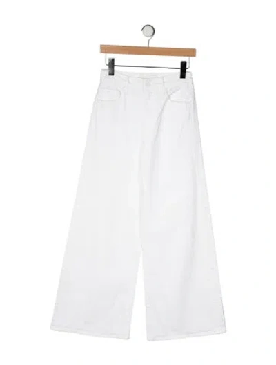Pre-owned Mother Mid-rise Wide Leg Jeans In White