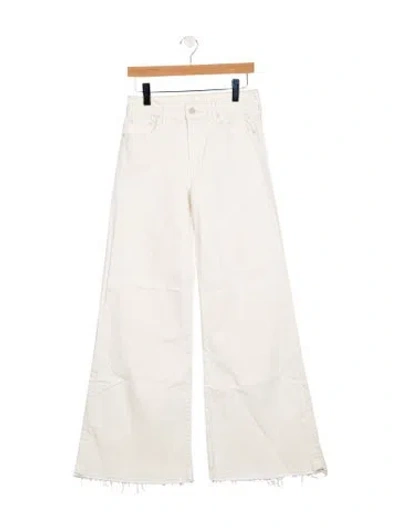 Pre-owned Mother Mid-rise Wide Leg Jeans In White